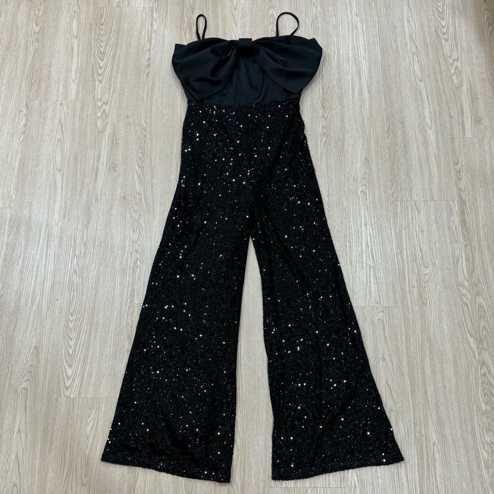 Petal & pup sequin bow bust bell leg jumpsuit nwot - Picture 7 of 7